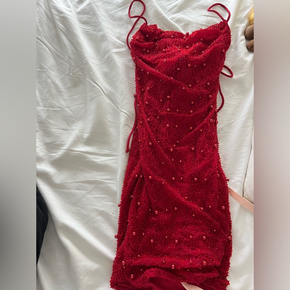 NEVER WORN OH POLLY RED BEADED DRESS